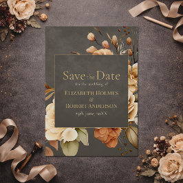 Elegant Taupe Floral Save the Date