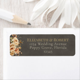 Elegant Taupe Floral Wedding Address Label