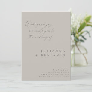 Elegant Taupe Gray Minimalistisch Chic Script Wedd Einladung
