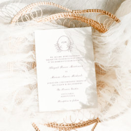 Elegant Taupe Monogram QR UAwg Wedding Einladung