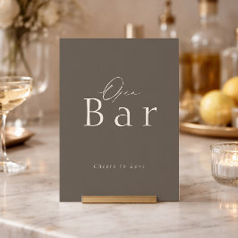 Elegant Taupe Open Bar Wedding Sign  Einladung