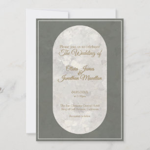 Elegant Taupe Stone Marble Green Wedding Einladung
