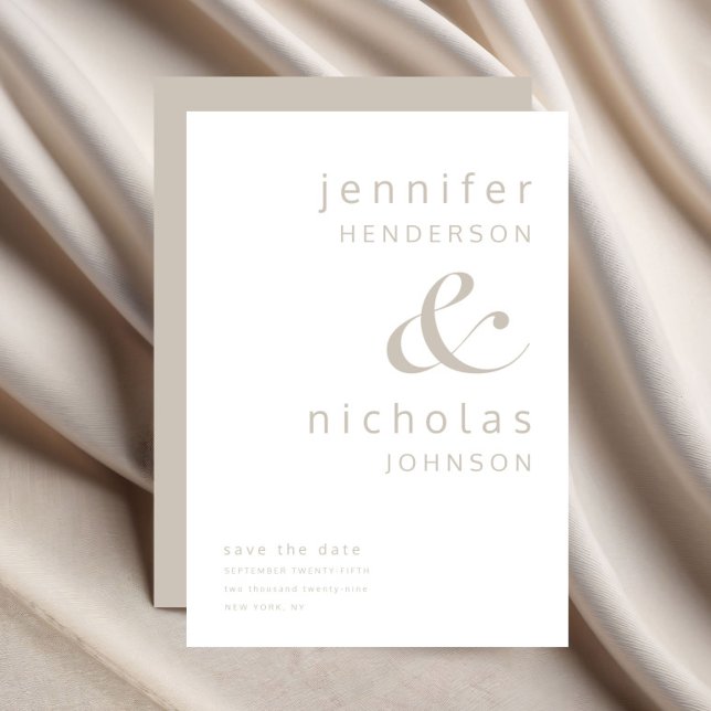 Elegant Taupe Typografy Wedding Save The Date (Elegant Taupe Typography Wedding Save The Date)