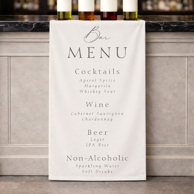 Elegant Taupe Wedding Bar Menu  Banner (Von Creator hochgeladen)