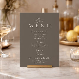 Elegant Taupe Wedding Bar Menu Sign  Einladung