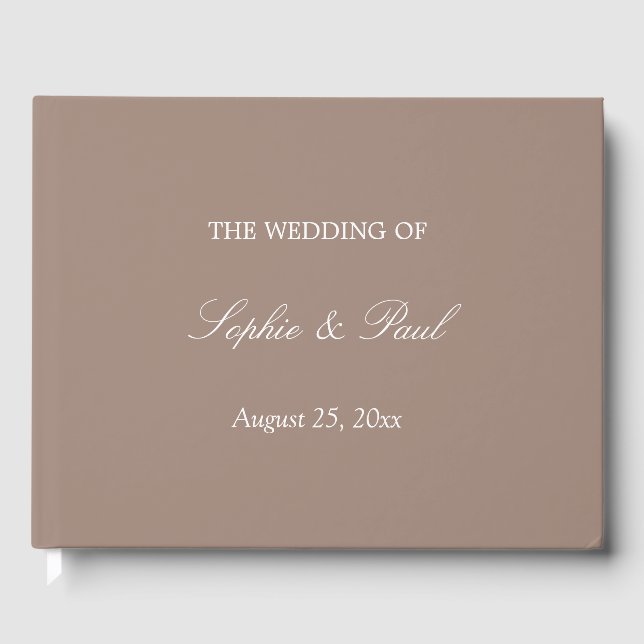 Elegant Taupe Wedding Gästebuch (Vorderseite)
