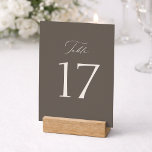 Elegant Taupe Wedding Table Number  Dankeskarte<br><div class="desc">Add refined elegance to your wedding reception with this minimalist taupe table number sign. Featuring a modern serif number paired with a delicate script title, this timeless design creates a sophisticated look that complements neutral, ivory, and fine-art wedding décor. The clean layout ensures excellent readability for guests while maintaining a...</div>