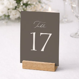 Elegant Taupe Wedding Table Number  Dankeskarte