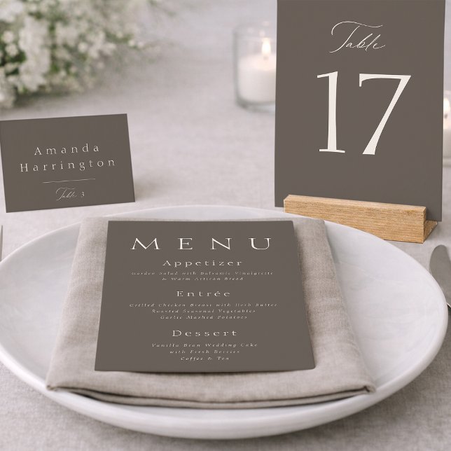 Elegant Taupe Wedding Table Number  Dankeskarte (Von Creator hochgeladen)