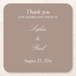 Elegant Taupe Wedding Vielen Dank Rechteckiger Pappuntersetzer
