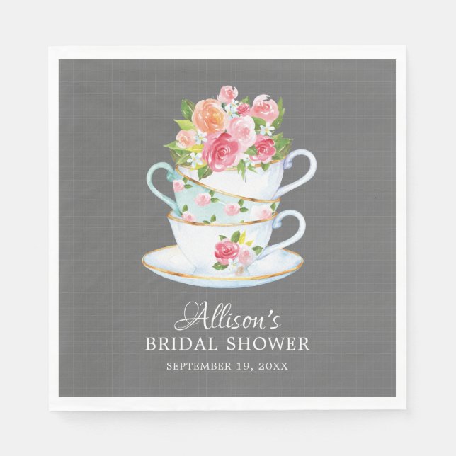 Elegant Tea Brautparty Paper Napkins Serviette (Vorderseite)