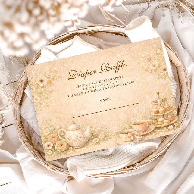 Elegant Tea Garden Diapper Raffle Begleitkarte (Von Creator hochgeladen)
