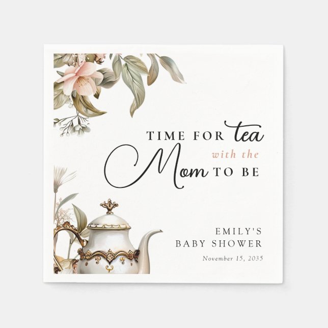 Elegant Tea Party Baby Shower Serviette (Vorderseite)