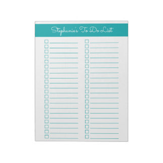 Elegant Teal 8.5x11 Two Column Checklist Notizblock