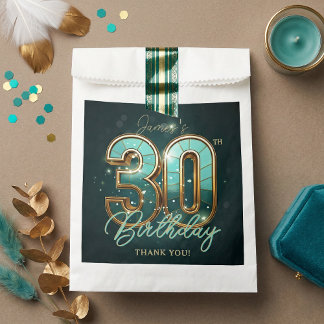 Elegant Teal and Gold 30th Birthday Modern Luxury  Geschenktütchen