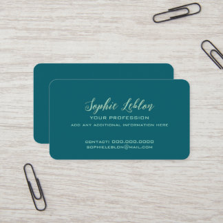 Elegant Teal Card with Script Name Visitenkarte