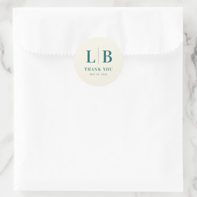 Elegant Teal Serif Wedding Thank You Sticker (Tasche)