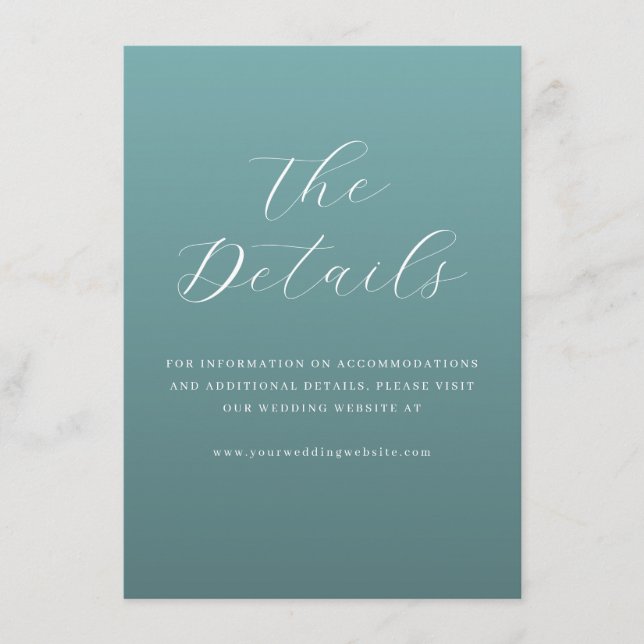 Elegant Teal Typographic Invite Begleitkarte (Vorderseite)