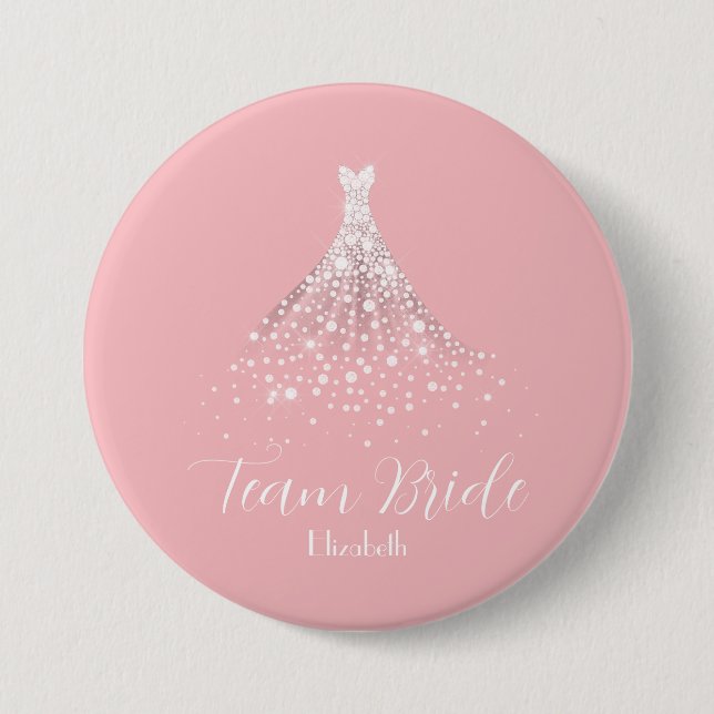 Elegant Team Bride Diamond Dress Pink Button (Vorderseite)