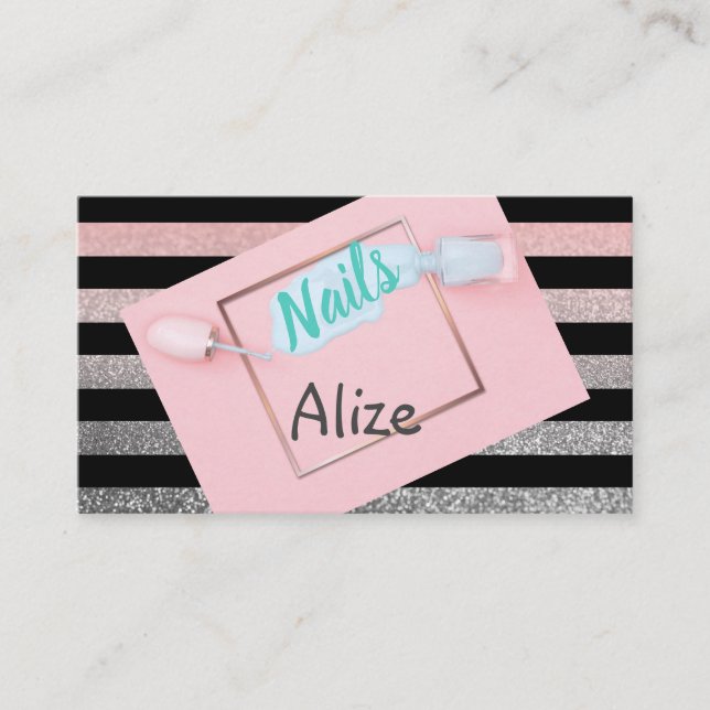 Élégant technicien carte de visite à ongles, salon (Devant)