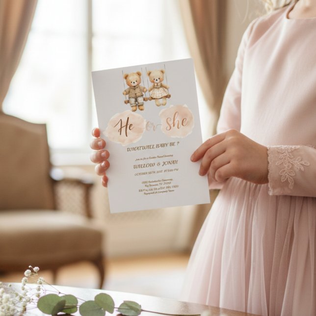 Elegant Teddy Bear "He or She" Gender Reveal  (Von Creator hochgeladen)