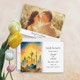 Elegant Teheran Iran Save the Date Wedding Card
