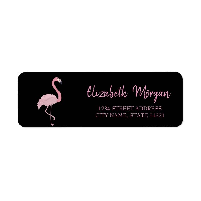 Elégant tendance, Flamant rose rose, Étiquette de  (Devant)