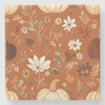Elegant Terra Cota Pumpkin Herbst Blumenmuster