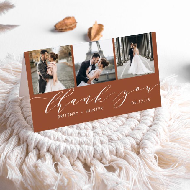 Elegant Terracotta 3 Foto Collage Vielen Dank (Von Creator hochgeladen)