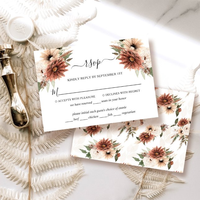 Elegant Terracotta Boho Wedding RSVP Card (Von Creator hochgeladen)