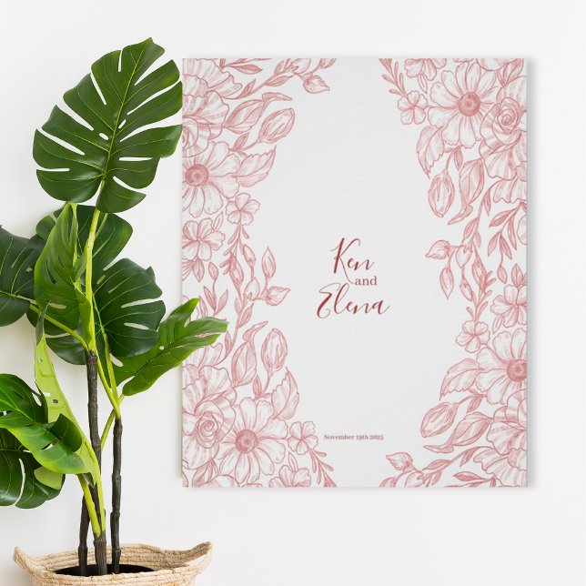 Elegant Terracotta Floral Wedding Poster (Von Creator hochgeladen)