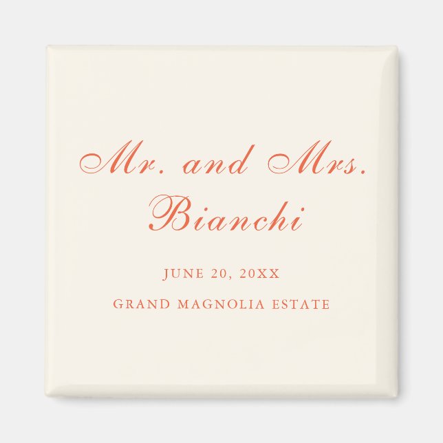 Elegant Terracotta Modern Classic Wedding Magnet (Vorne)