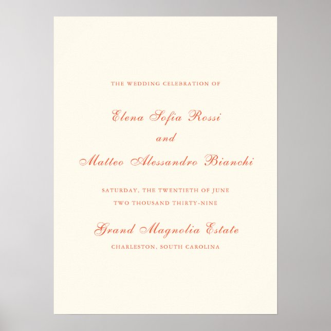 Elegant Terracotta Modern Classic Wedding Poster (Vorne)