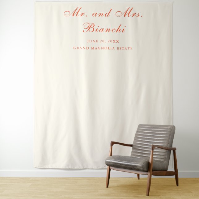 Elegant Terracotta Modern Classic Wedding Wandteppich (Beispiel)
