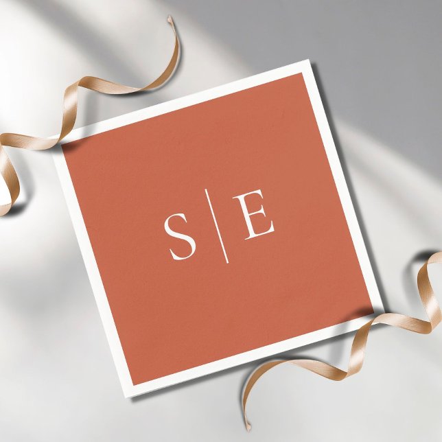 Elegant Terracotta Monogram Minimalistisch Serviette (Von Creator hochgeladen)