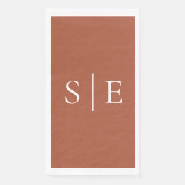 Elegant Terracotta Monogram Minimalistisch Serviette