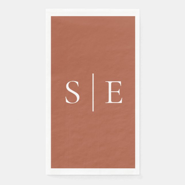 Elegant Terracotta Monogram Minimalistisch Serviette (Vorderseite)