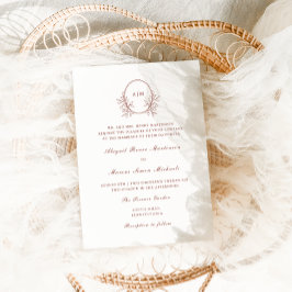 Elegant Terracotta Monogram QR UAwg Wedding Einladung