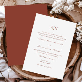 Elegant Terracotta Monogram Wedding Einladung