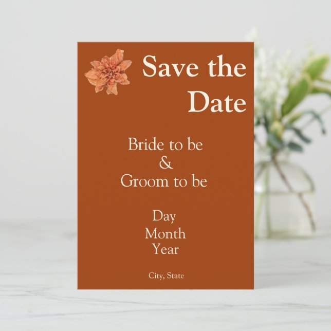 Elegant Terracotta Save the Date - Hochzeit im Her (Stehend Vorderseite)