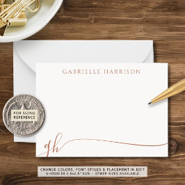 Elegant Terracotta Script Monogram Initials Mitteilungskarte