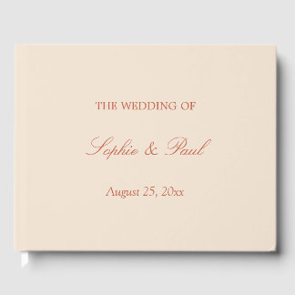 Elegant Terracotta Script Wedding Guest Book Gästebuch