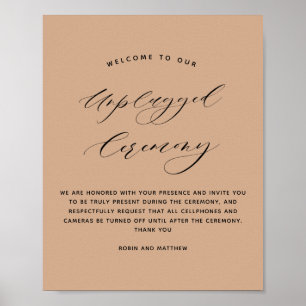 Elegant Terracotta Unplugged Zeremony Wedding Sign Poster