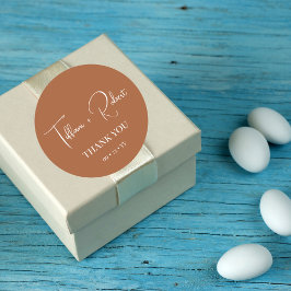 Elegant Terracotta Wedding Vielen Dank Runder Aufkleber