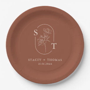 Elegant Terracotta Whimsical Wedding Sticker Pappteller