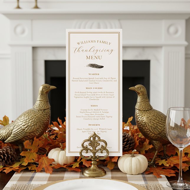 Elegant Thanksgiving Dinner Fall Pheasant Feather  Menükarte (Von Creator hochgeladen)