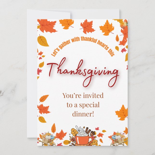 Elegant Thanksgiving Dinner Invitation Einladung (Vorderseite)