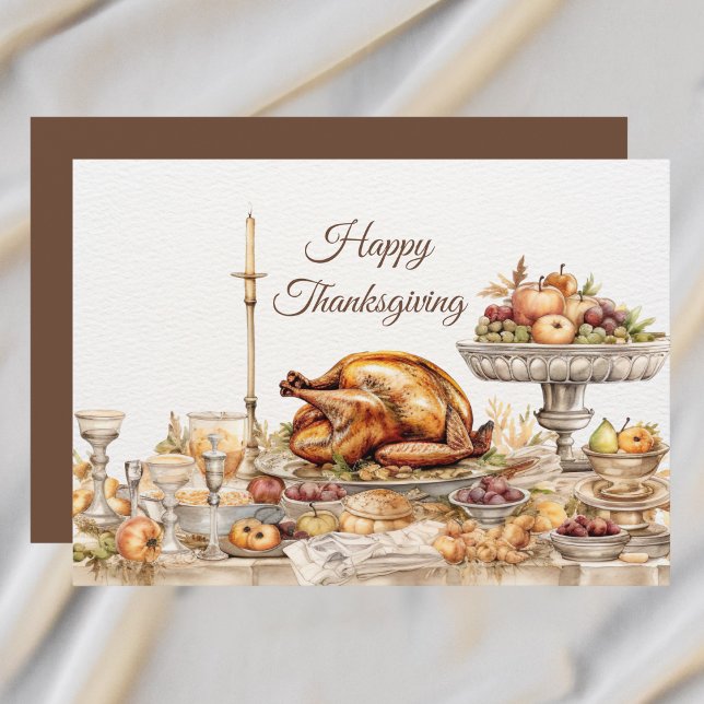 Elegant Thanksgiving Feast Happy Thanksgiving Feiertagskarte (Von Creator hochgeladen)
