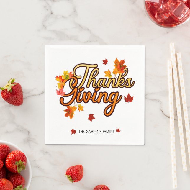 Elegant Thanksgiving foliage autumn fall  Serviette (Beispiel)