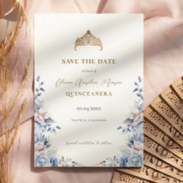 Elegant Tiara Floral Quinceñera Foto Save The Date